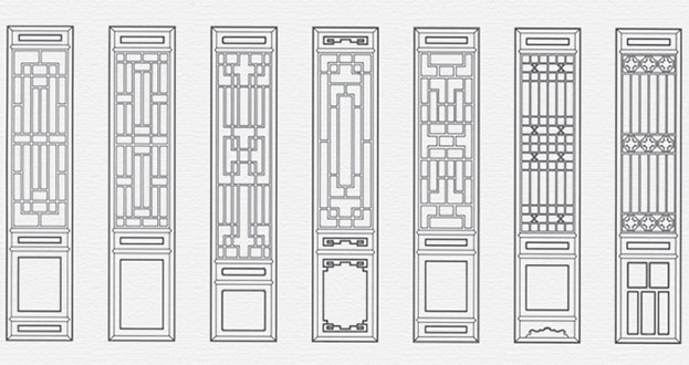 建湖常用中式仿古花窗图案隔断设计图